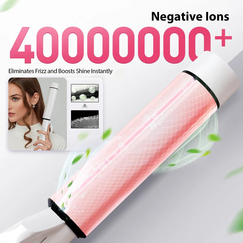 1.5 Inch Extra Large Curling Wand for Long Hair, Ceramic Tourmaline Barrel, 40M Negative Ions, Hair Curling Iron with 2 Clips &