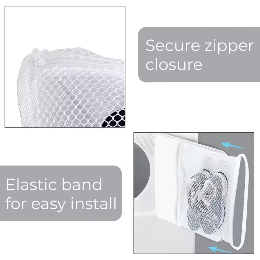 2 Piece White Shoe Wash Bag, Reusable, with Zipper and Strap, Suitable for Shoes, Clothing, and Protection From Damage