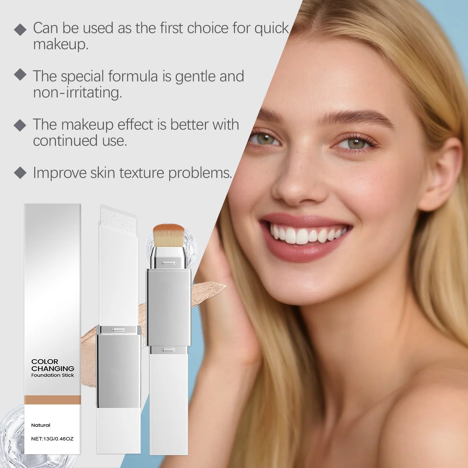 Color-changing 2-in-1 Makeup Foundation Stick Moisturizing Lightweight Brighten Matte Base Makeup Foundation Concealer Makeup