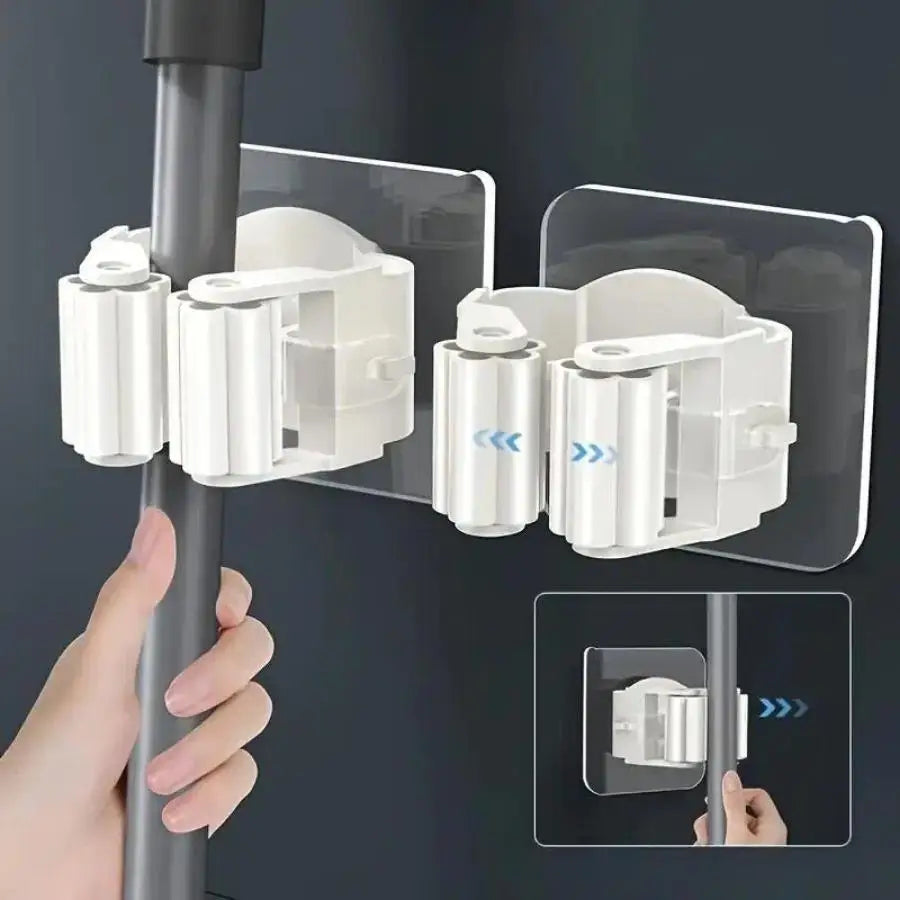 4 pieces of non perforated anti slip mop holder, waterproof and moisture-proof in the bathroom, suitable for use in the bathroom