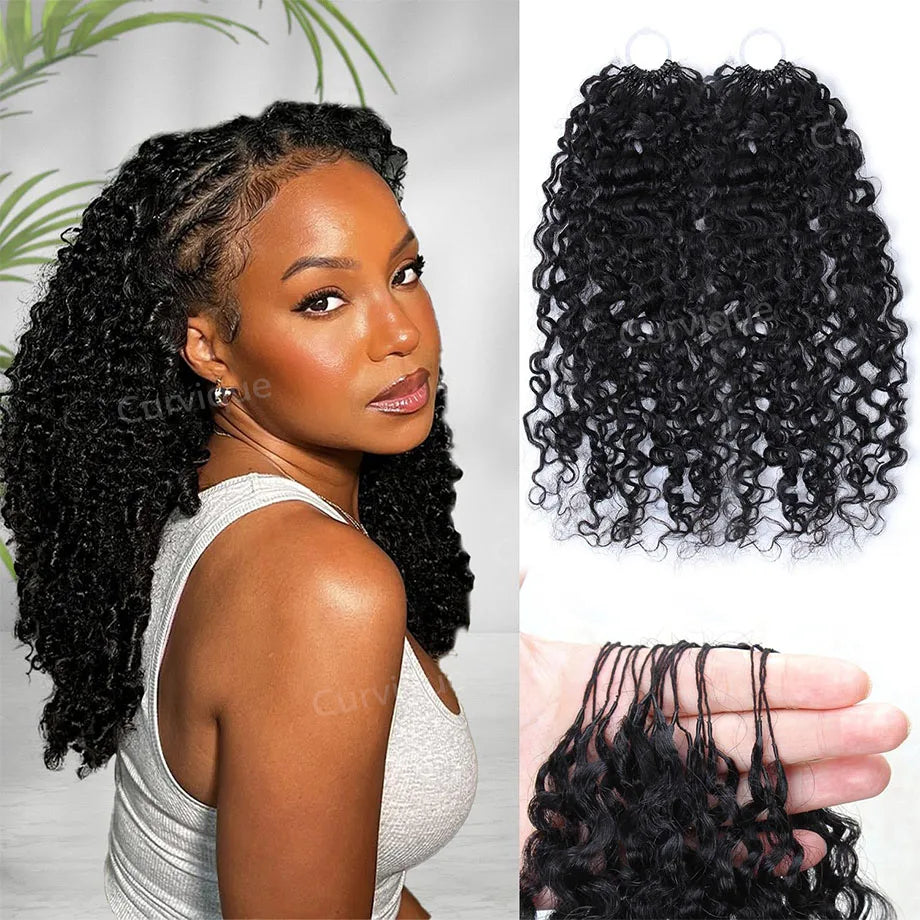 Curly Crochet Hair Pre Separated Knotless Curly Bundles 100% Human Hair Deep Wave Crochet Human Hair Extensions For Black Women