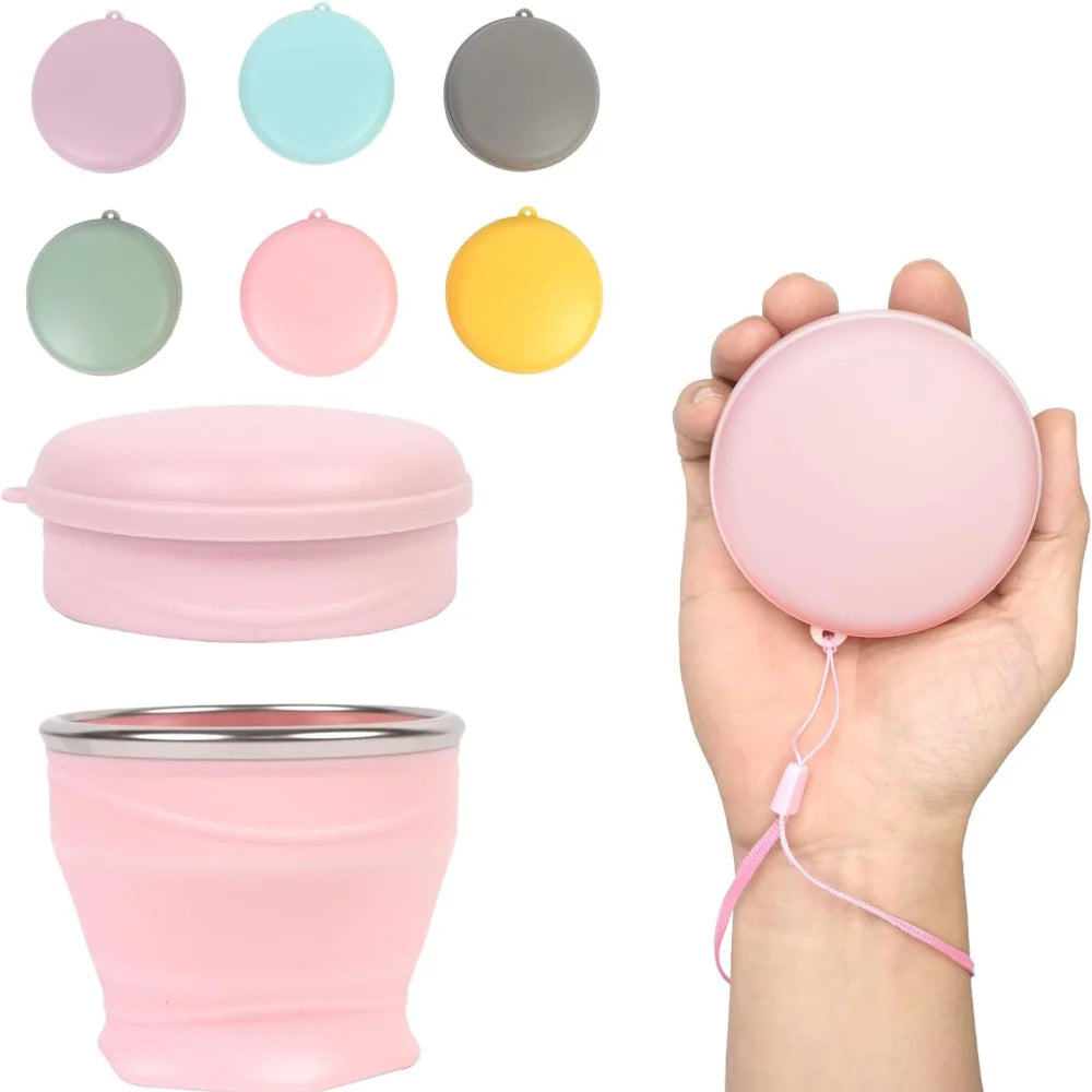 180ml foldable water cup, silicone foldable travel cup - silicone foldable camping cup with lid - suitable for travel, camping,