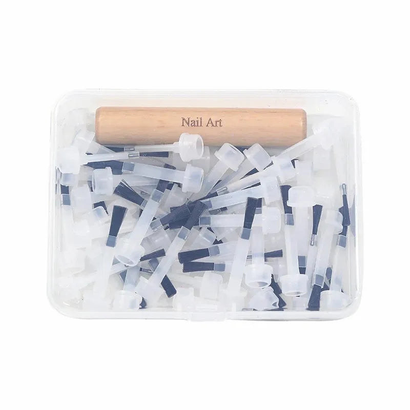 Nail Polish Brush 50 Pcs  With Double Head Pen Can Replacement Head Brush Nail Brush Liquid Applicators Manicure Tools