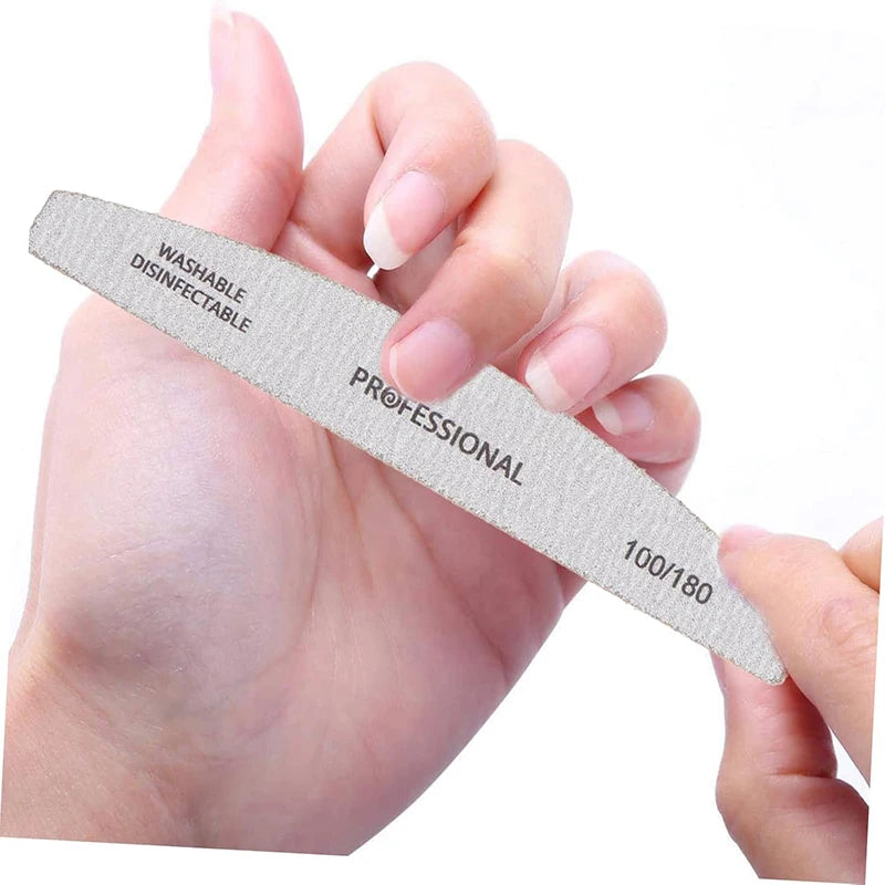 Washable Nail File Set 5PCS, Professional Grit 100/180, Durable Nail Care Kit - A Practical Valentine's Day Pampering Gift