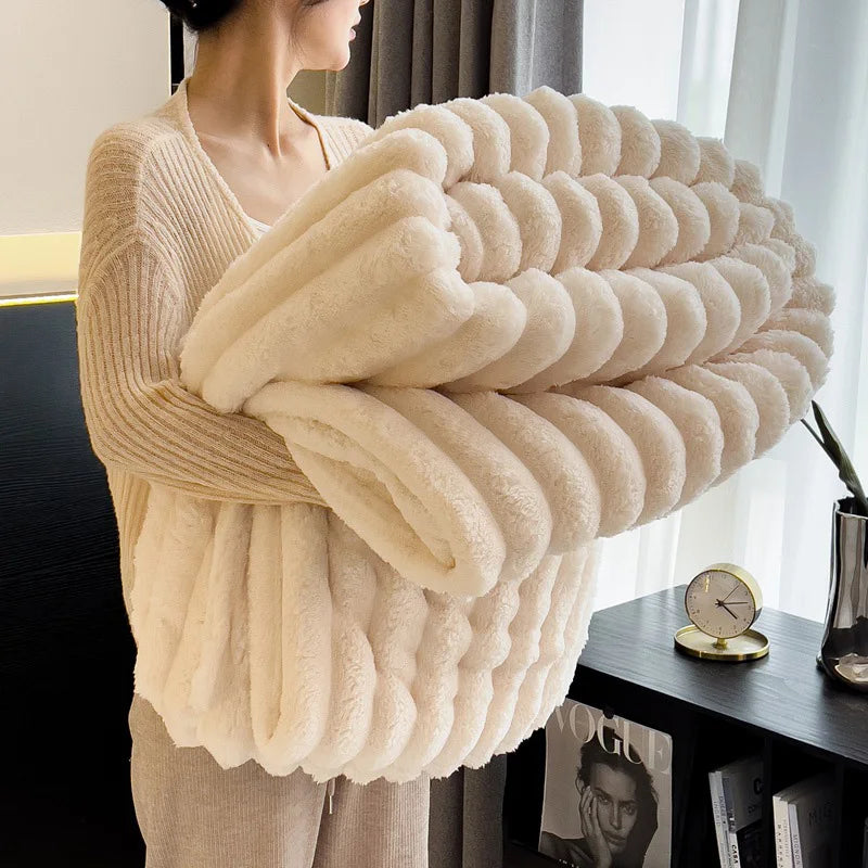 ROSEKIND Blankets 3 Size for Bed, 300GSM Soft & Warm Fleece Blanket, Decorative and Giftable Striped Blankets for Adult