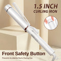 1.5 Inch Extra Long Barrel Curling Iron for Long Hair, Big Loose Curls & Beach Waves, Anti-Slip Ceramic Wand, 40M Negative Ions,