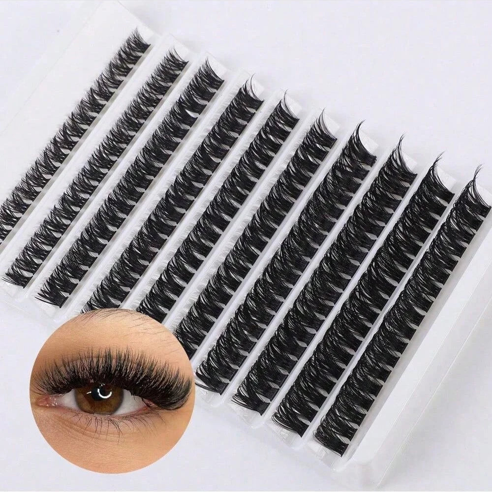 300-Cluster D-Shaped False Eyelash Tool Set Including Adhesive Tool Set And Eyelash Tweezers Extended In Sections