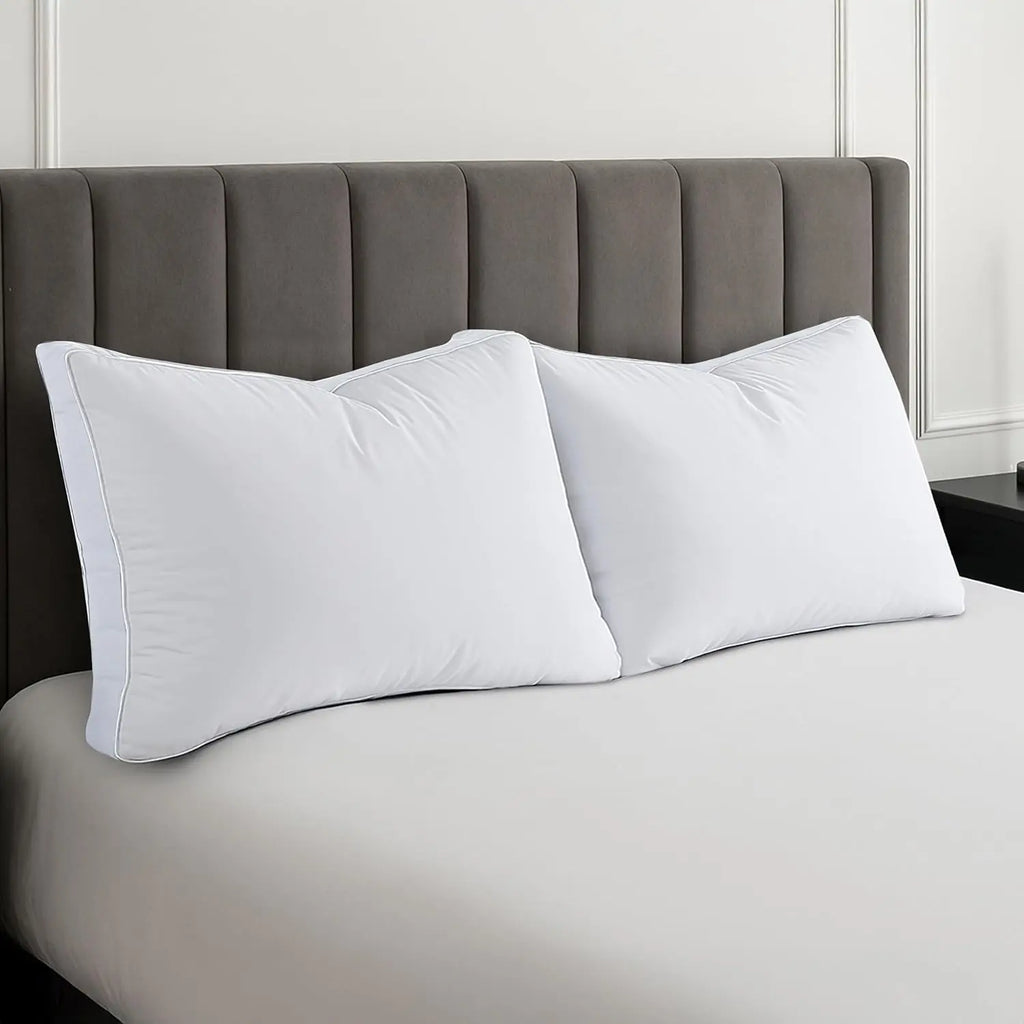 Lux Décor Bed Pillows- Set of 2 - Hotel Quality Gusseted Down Alternative Pillows for Back, Stomach or Side Sleepers