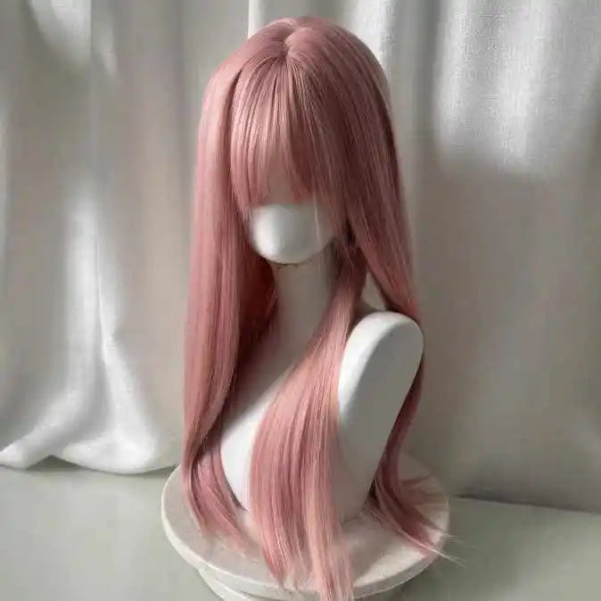 AOSIQUEEN Grapefruit Powder Wig Long Straight Synthetic Wig for Women Fashion Wig for for Daily Halloween Costume Party Cosplay