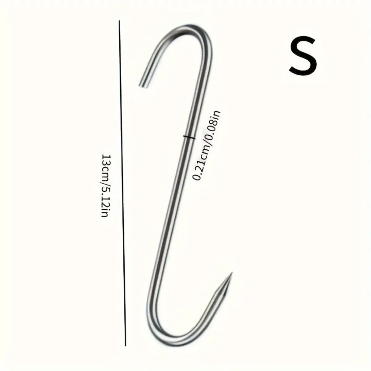 20pcs heavy-duty stainless steel S-hooks, rust-resistant meat hooks for beef, bacon, ham, duck, turkey, hot/cold smoking, durabl