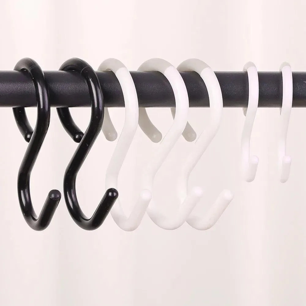 3/6pcs S-shaped hooks with soft buckle, heavy-duty TPE plastic wall hooks, rust-proof multipurpose hangers for kitchen, bathroom