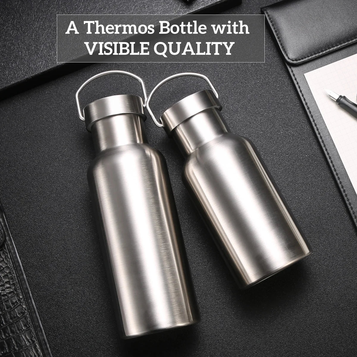 Stainless Steel Thermos Water Bottle Leak-proof Double Wall Large Capacity Wide Mouth Sports Water Bottles For Cycling