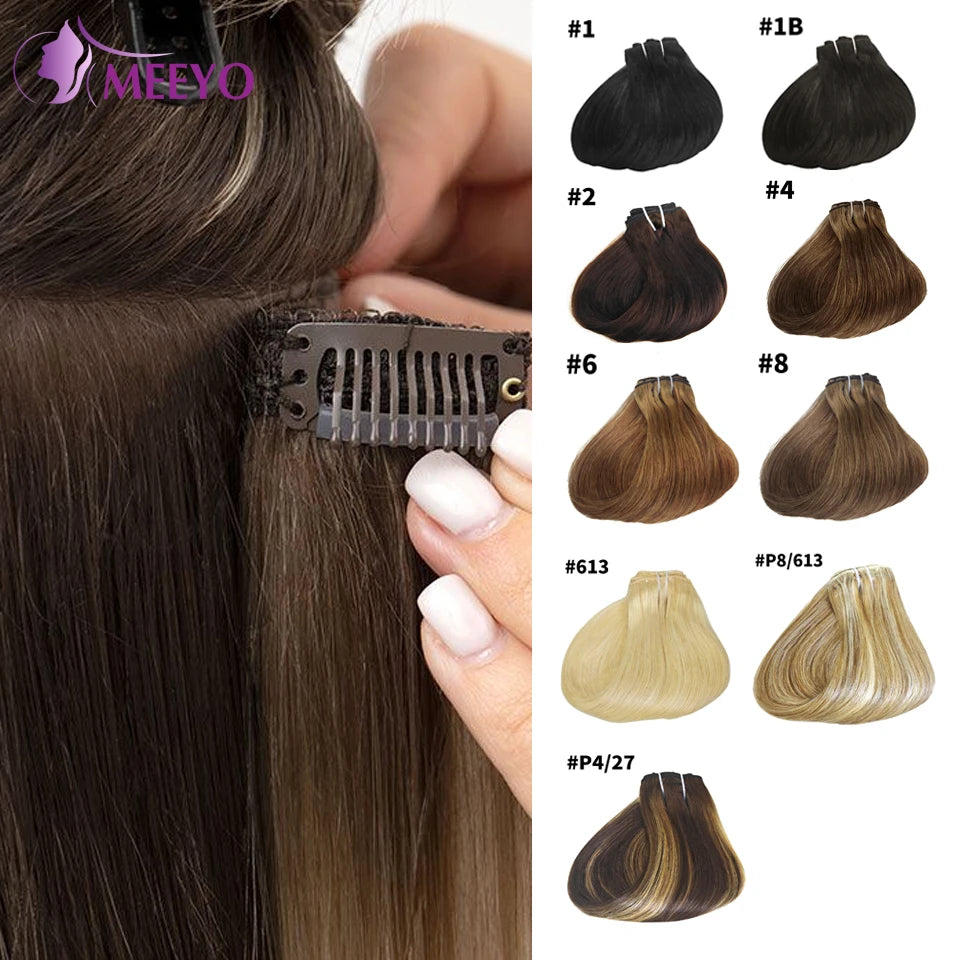 Clip in Hair Extension Human Hair Highlight #4/27 Clip on Brazilian Straight Human Hair Extensions 16-26 Inches Natural Color