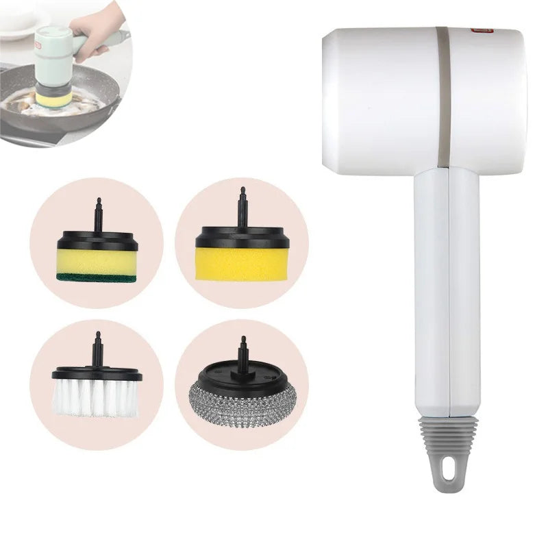 Electric Scrubber Wireless Rechargeable Cleaning Brush 360 Degree Rotating Power Scrubber with Replaceable Heads for Kitchen Bat