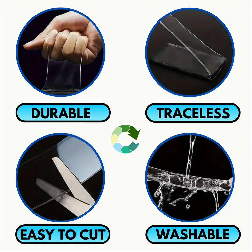 Double Sided Mounting Tape Heavy Duty Nano Two Sided Adhesive Strip for Wall Hanging - 10 Feet