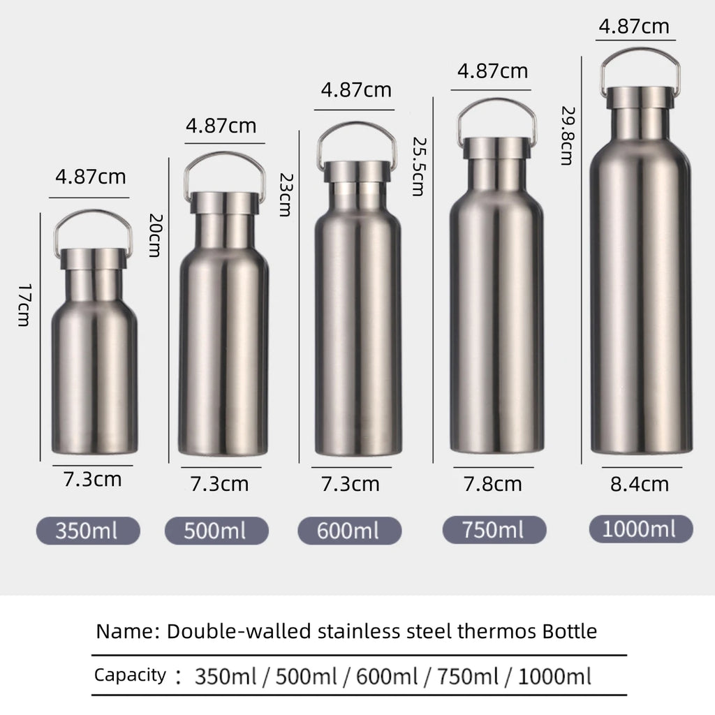Stainless Steel Thermos Water Bottle Leak-proof Double Wall Large Capacity Wide Mouth Sports Water Bottles For Cycling