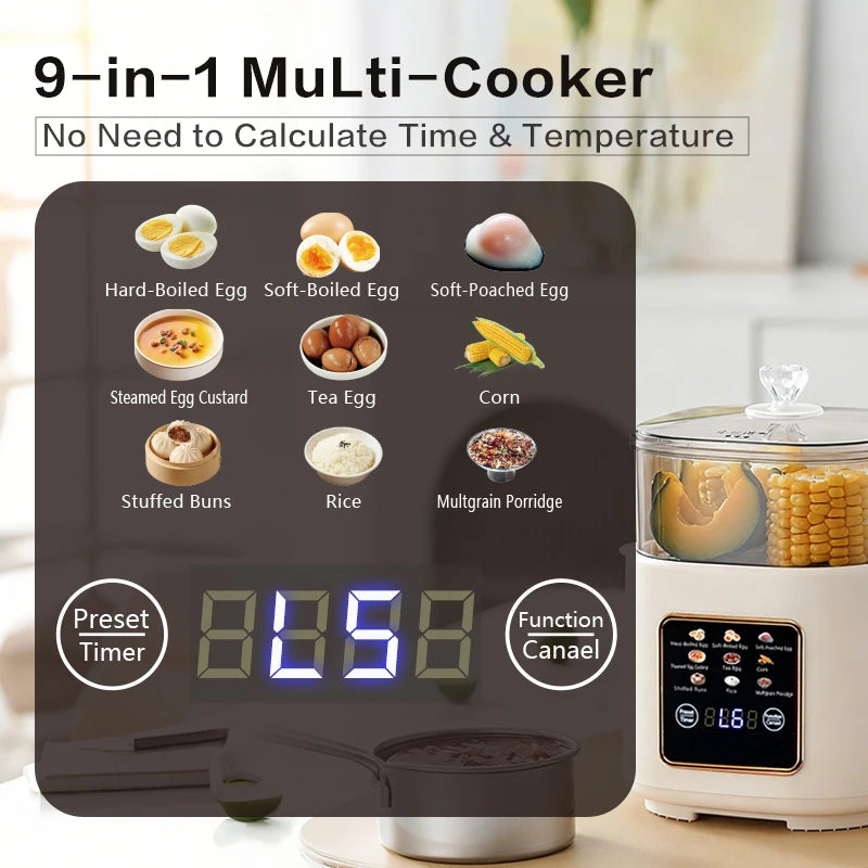 Egg Boiler, 2-layer 9 Functions 24-hour Timer