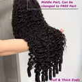 13x6 HD Burmese Curly Human Hair Wig Glueless Wear And Go 100% Human Hair Water Wave Wigs with Spiral End for Women 300% Density