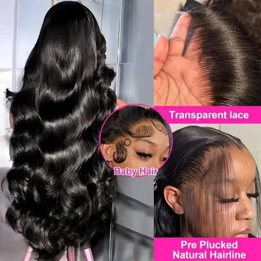 40Inch 200% Density 13x4 13x6 Body Wave Lace Front Wigs Human Hair Pre Plucked Human Hair Wigs For Women
