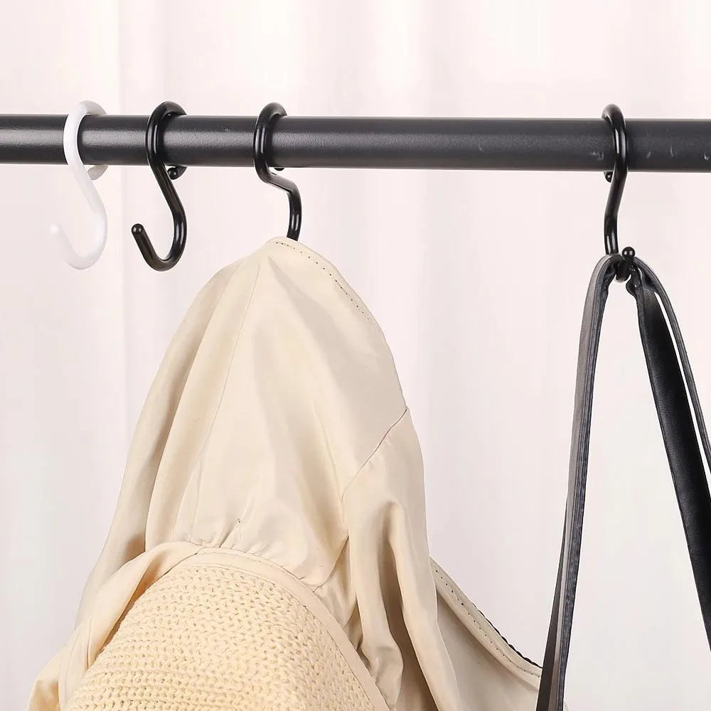 3/6pcs S-shaped hooks with soft buckle, heavy-duty TPE plastic wall hooks, rust-proof multipurpose hangers for kitchen, bathroom