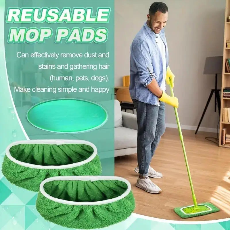 4 pieces of green, white, and gray mop cloths with strong water absorption, suitable for multiple scenarios