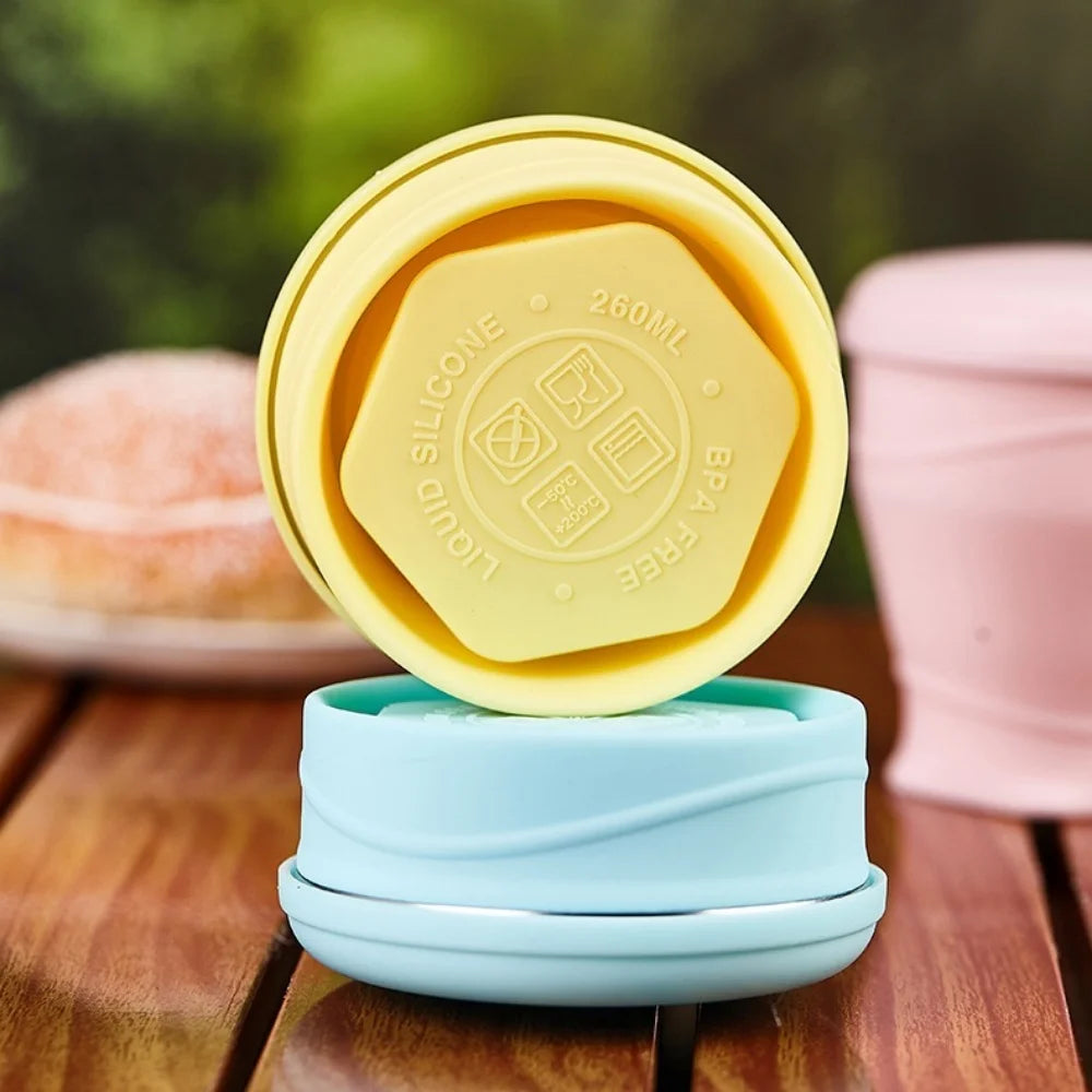 180ml foldable water cup, silicone foldable travel cup - silicone foldable camping cup with lid - suitable for travel, camping,