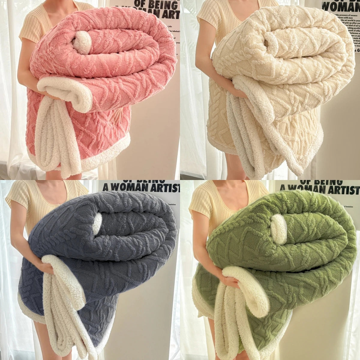 1pc Jacquard Sherpa Weighted Blanket 3KG for Adults,Good For SleepAll-Season Thickened Calming & Sleep Aid, Faux Rabbit Fur Soft
