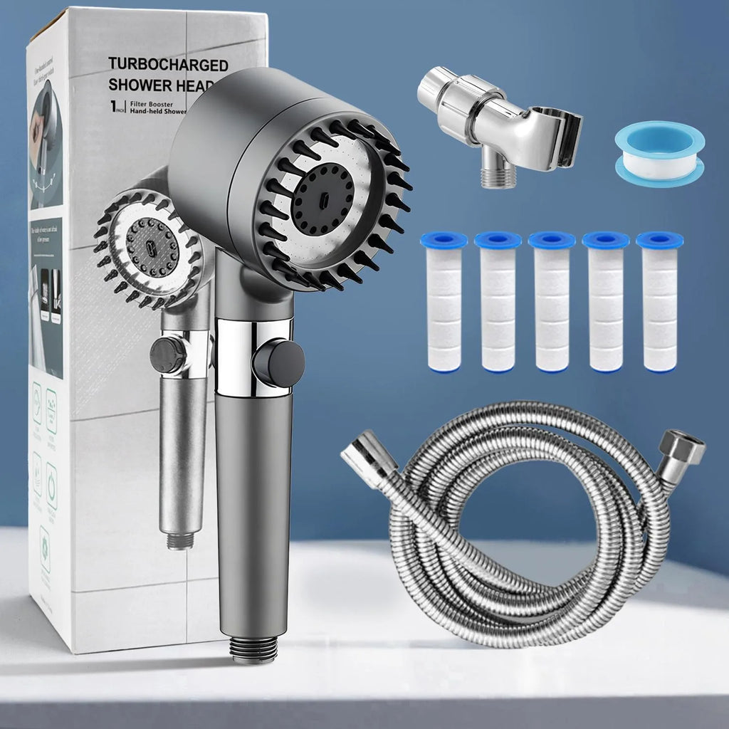 High Pressure Filtered Shower Head with Handheld 3 Spray Modes Anti Clog Nozzles Detachable Hose for Hard Water Bathroom