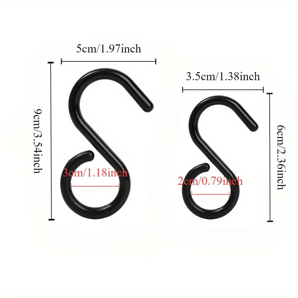 3/6pcs S-shaped hooks with soft buckle, heavy-duty TPE plastic wall hooks, rust-proof multipurpose hangers for kitchen, bathroom