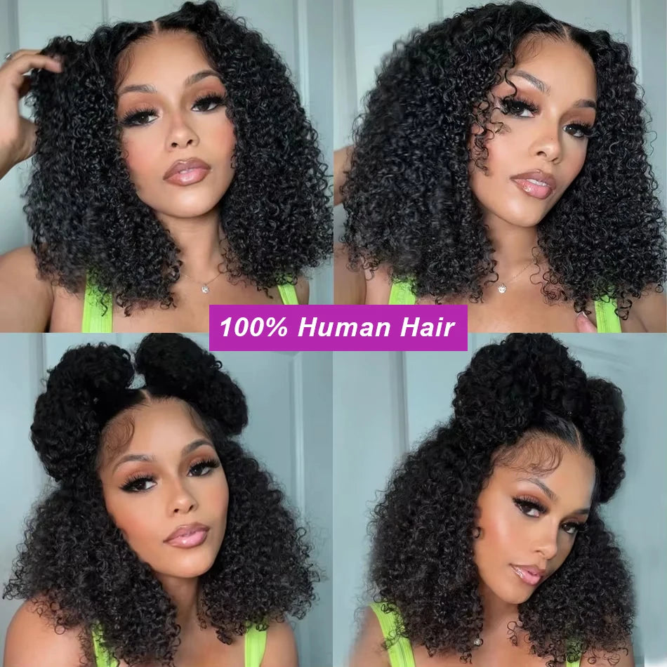 Luxury Curly Short Bob Wigs Human Hair Lace Front Wig for Black Women Water Wave Deep Curly 13X4 Hd Transparent Lace Frontal Wig