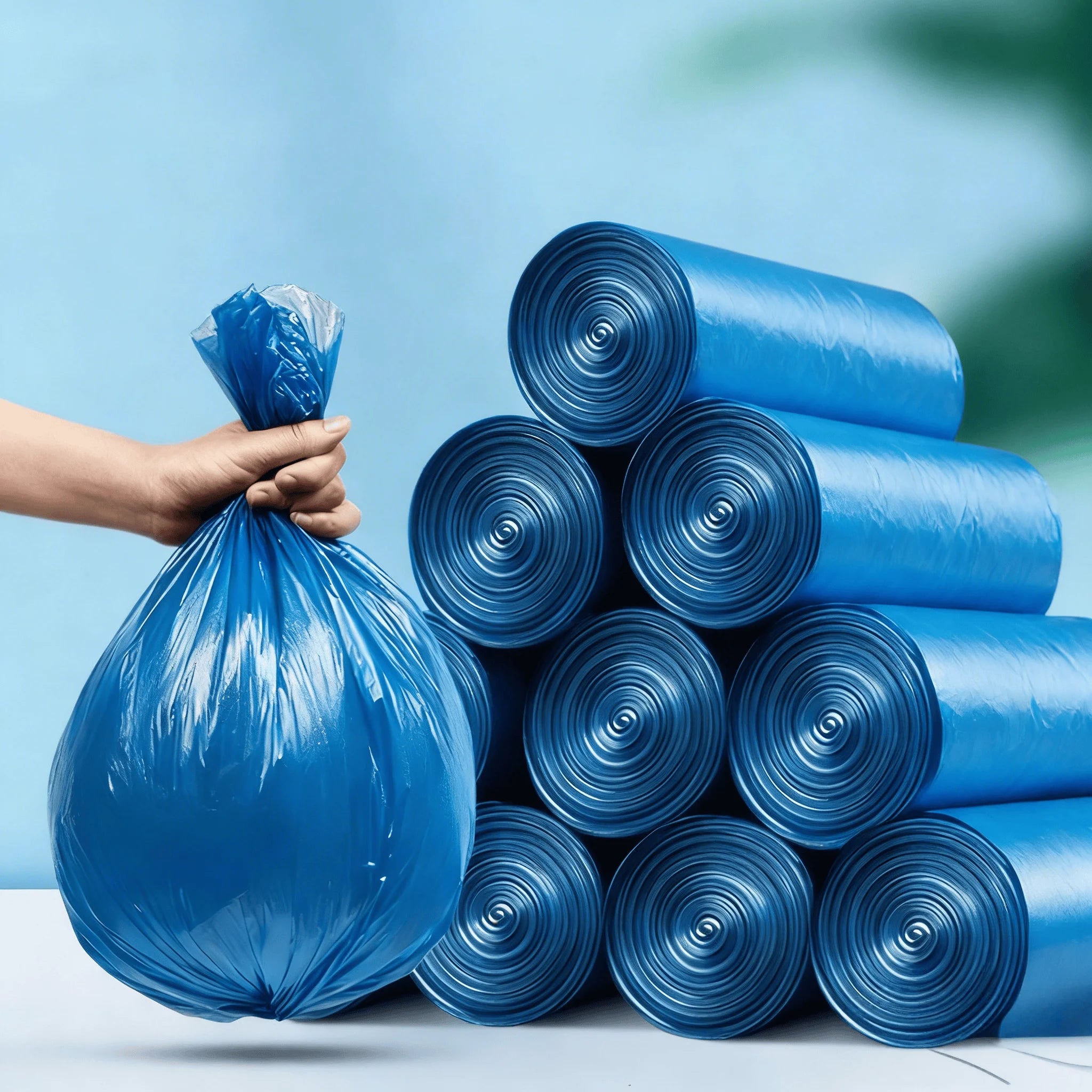 300-Pack Heavy-Duty Blue Trash Bags – Extra Thick Leak & Tear-Proof for Household Kitchen Cleanup