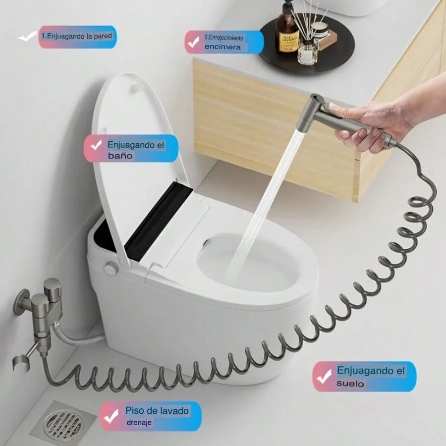 Double Control Bidet Sprayer Handheld Toilet Attachment with Pressure Control for Feminine Hygiene Baby Diaper and Pet Bath