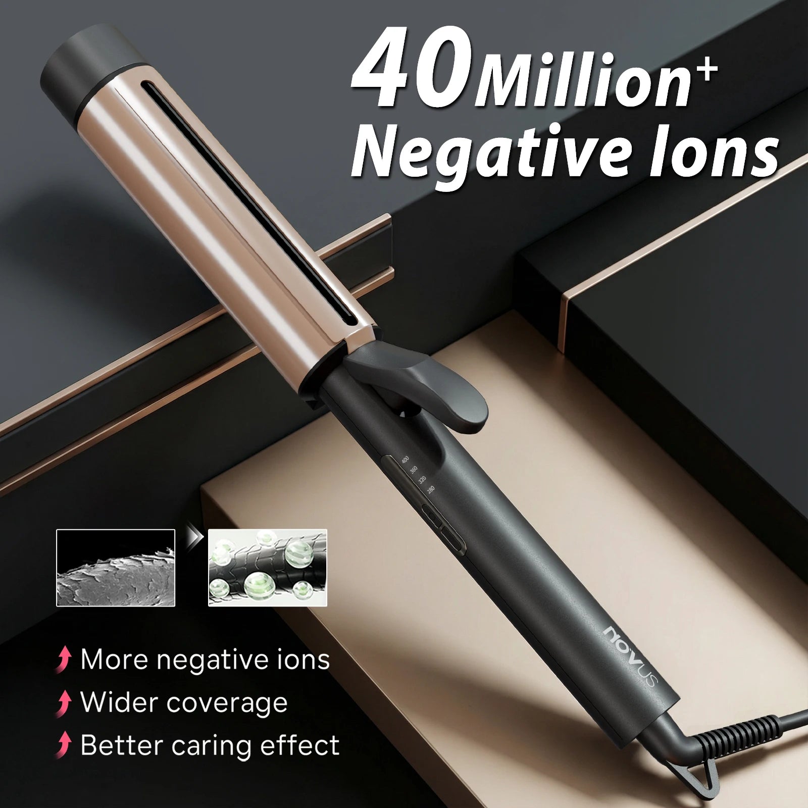 1.5 Inch Extra Long Barrel Curling Iron for Long Hair, Big Loose Curls & Beach Waves, Anti-Slip Ceramic Wand, 40M Negative Ions,