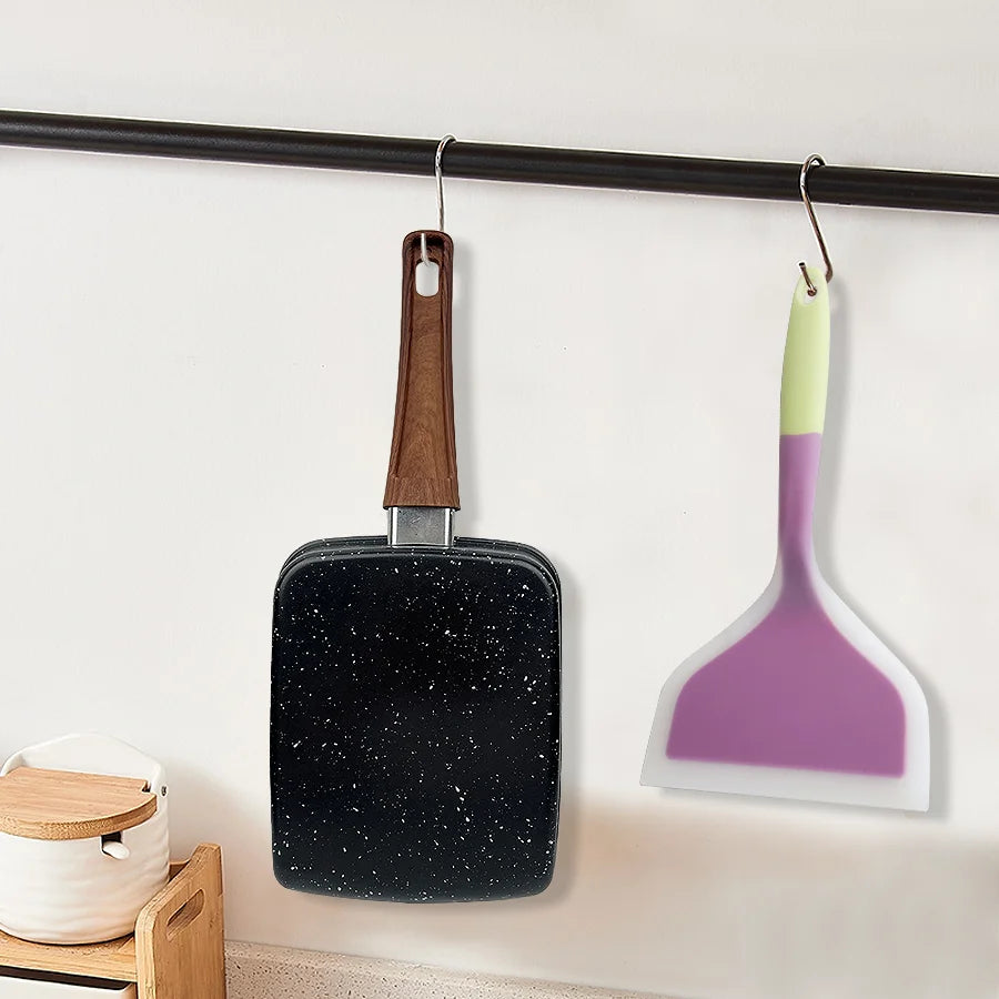Tamagoyaki Pan- Nonstick Japanese Egg Pan,Rectangle Omelet Frying Pans for Breakfast,Granite Kitchen Cookware,7.6x5.9inch,Black