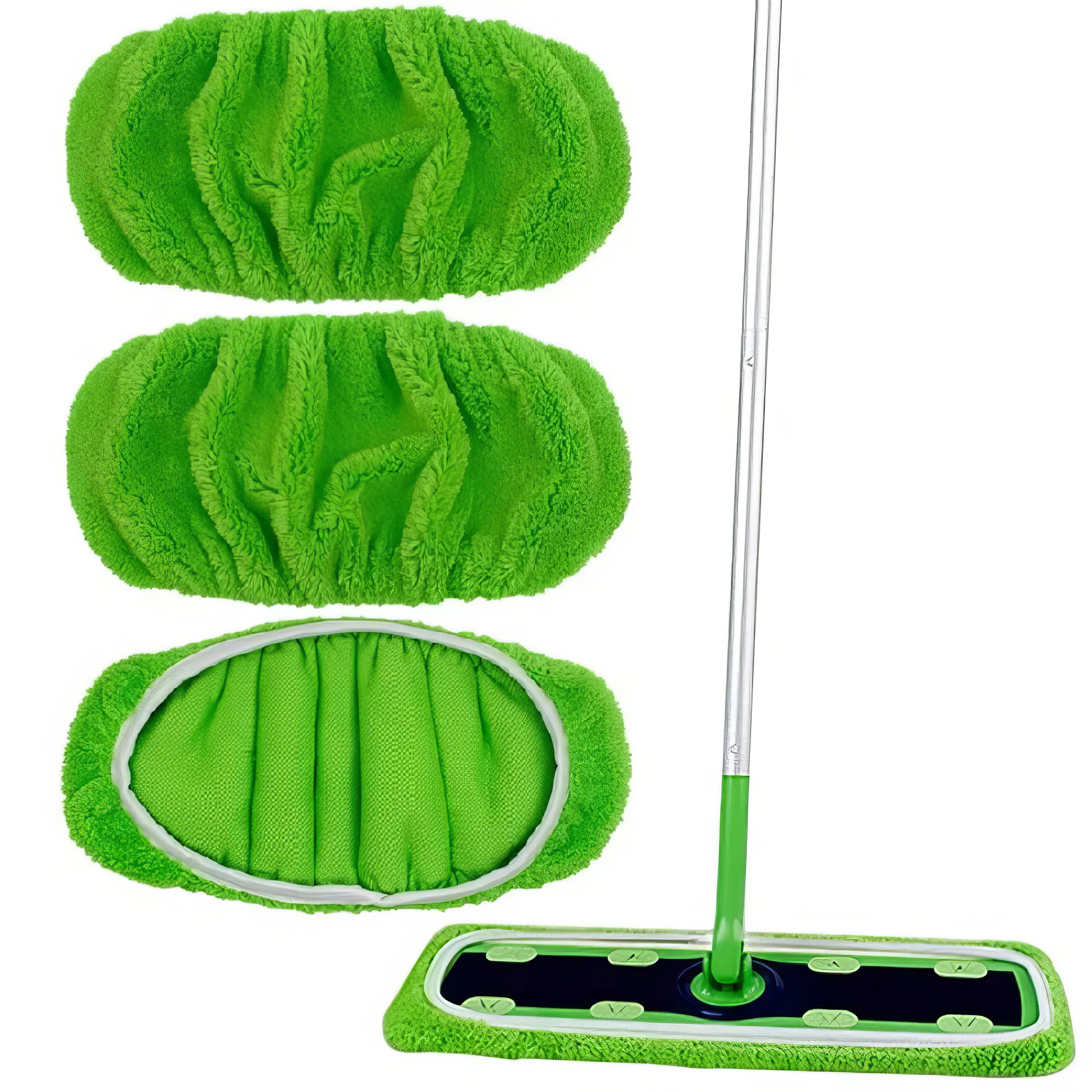 3 Piece Reusable Green/white/gray Mop Cloth, Suitable for Sweeping Mops, Dry and Wet Dual-use Multi Surface Floor Cleaning