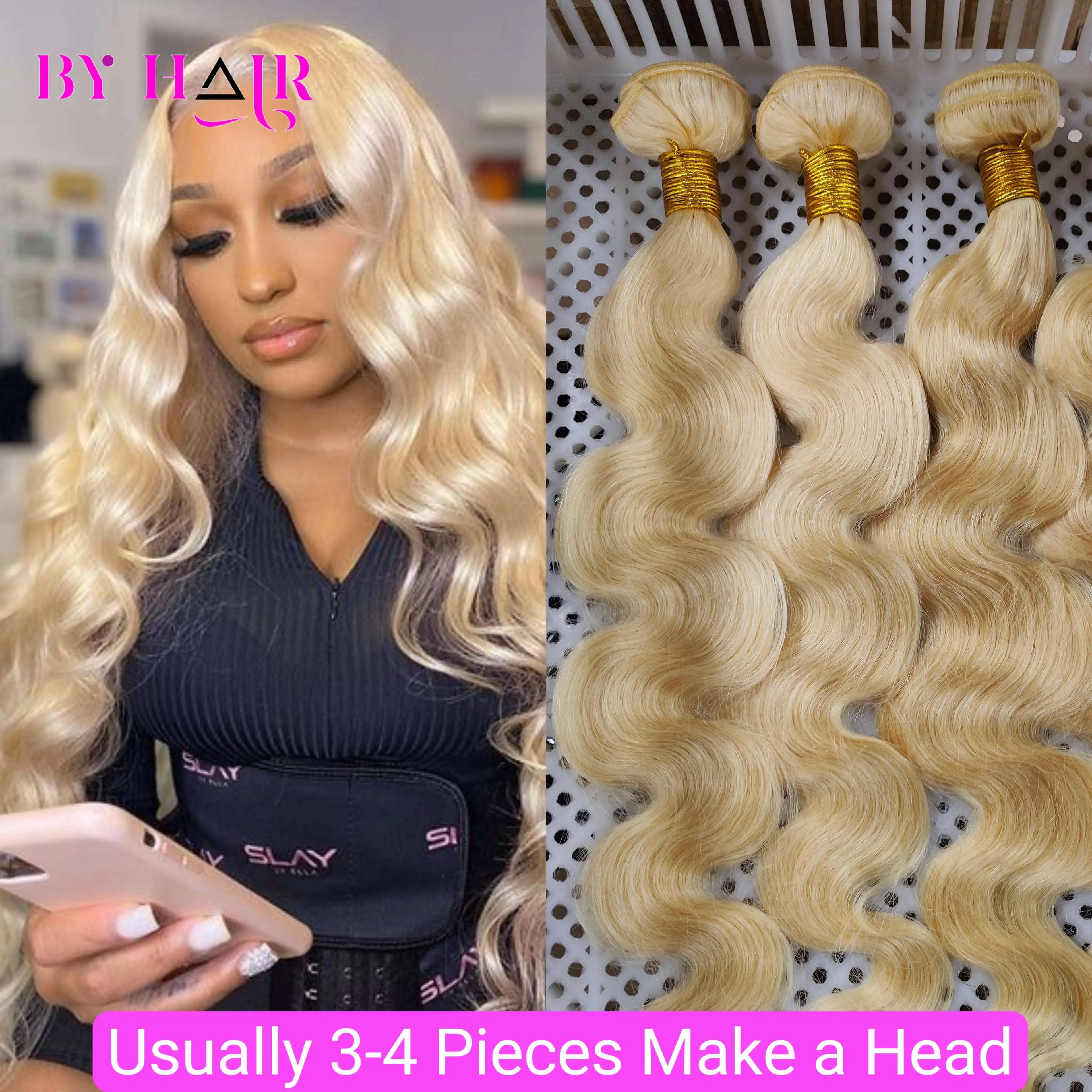 Color Blonde 613 Human Hair Bundles Peruvian Hair Honey Blonde Body Wave Bundles Raw Hair Bundles 100% Human Hair Extensions