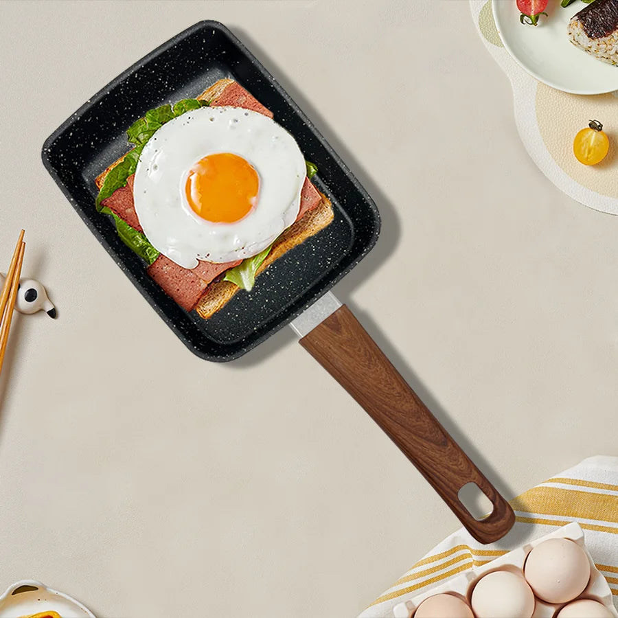 Tamagoyaki Pan- Nonstick Japanese Egg Pan,Rectangle Omelet Frying Pans for Breakfast,Granite Kitchen Cookware,7.6x5.9inch,Black