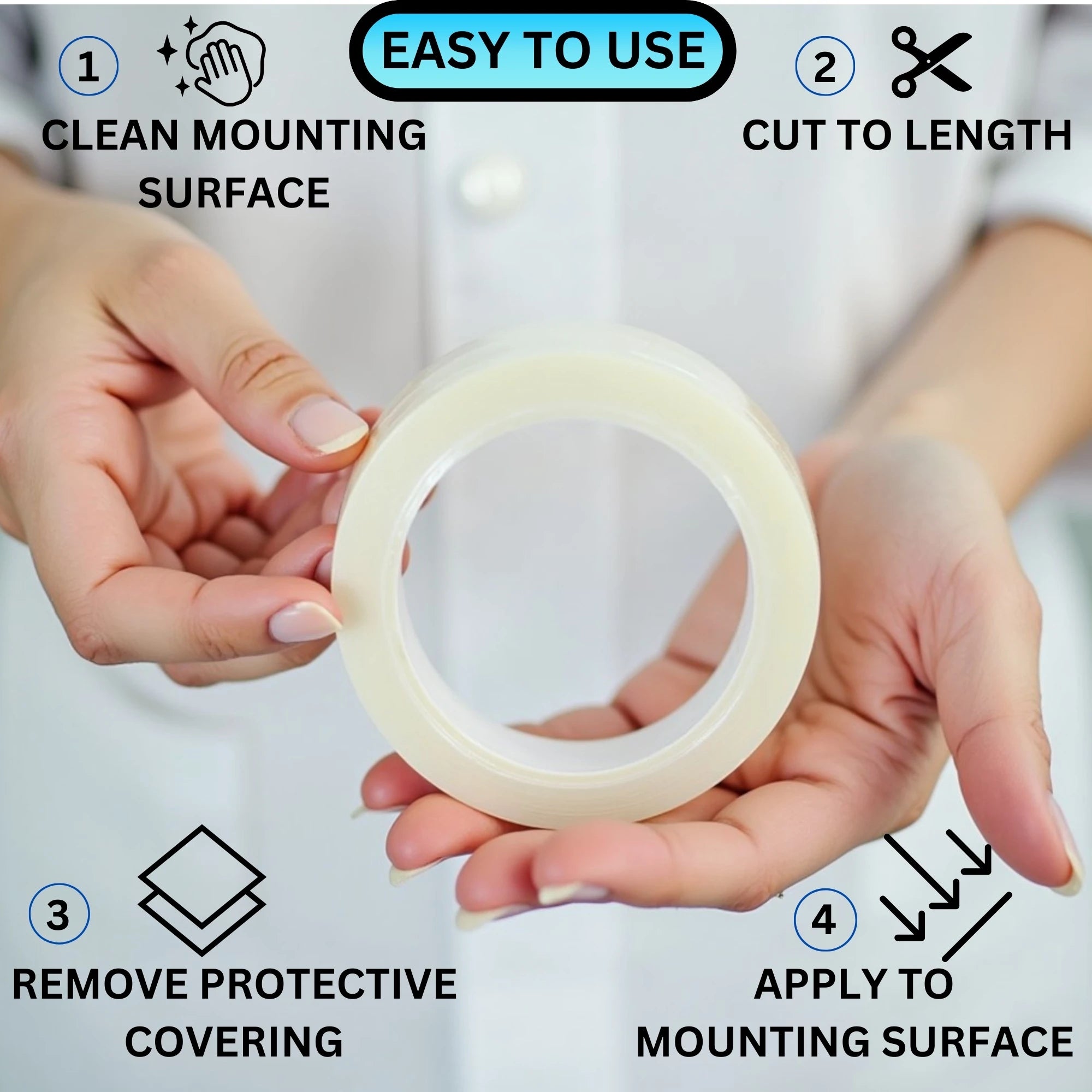 Double Sided Mounting Tape Heavy Duty Nano Two Sided Adhesive Strip for Wall Hanging - 10 Feet
