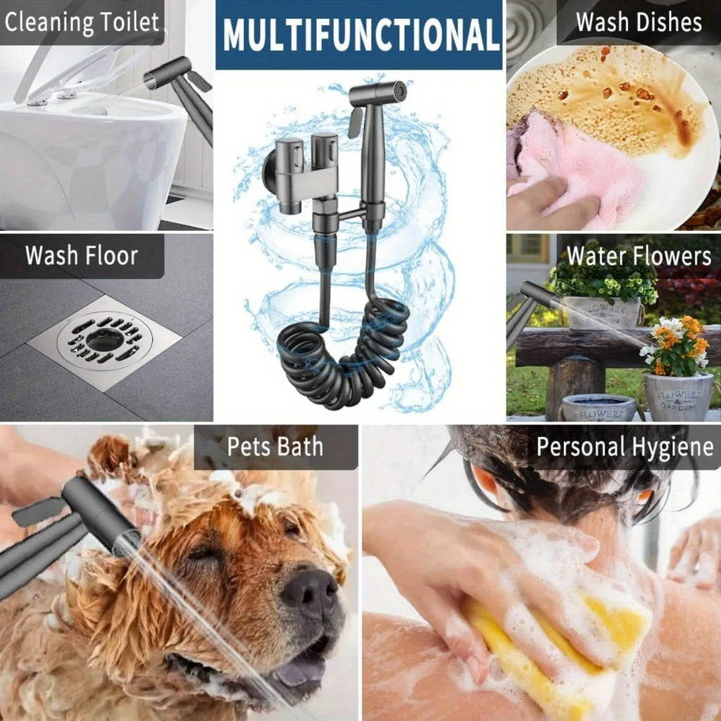 Double Control Bidet Sprayer Handheld Toilet Attachment with Pressure Control for Feminine Hygiene Baby Diaper and Pet Bath