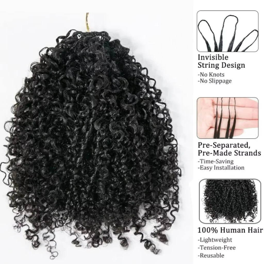 30 Inch Curly Crochet Human Hair Extensions With String Curly Pre-Looped Feather Hair Miracle Knots Crochet Human Hair For Women