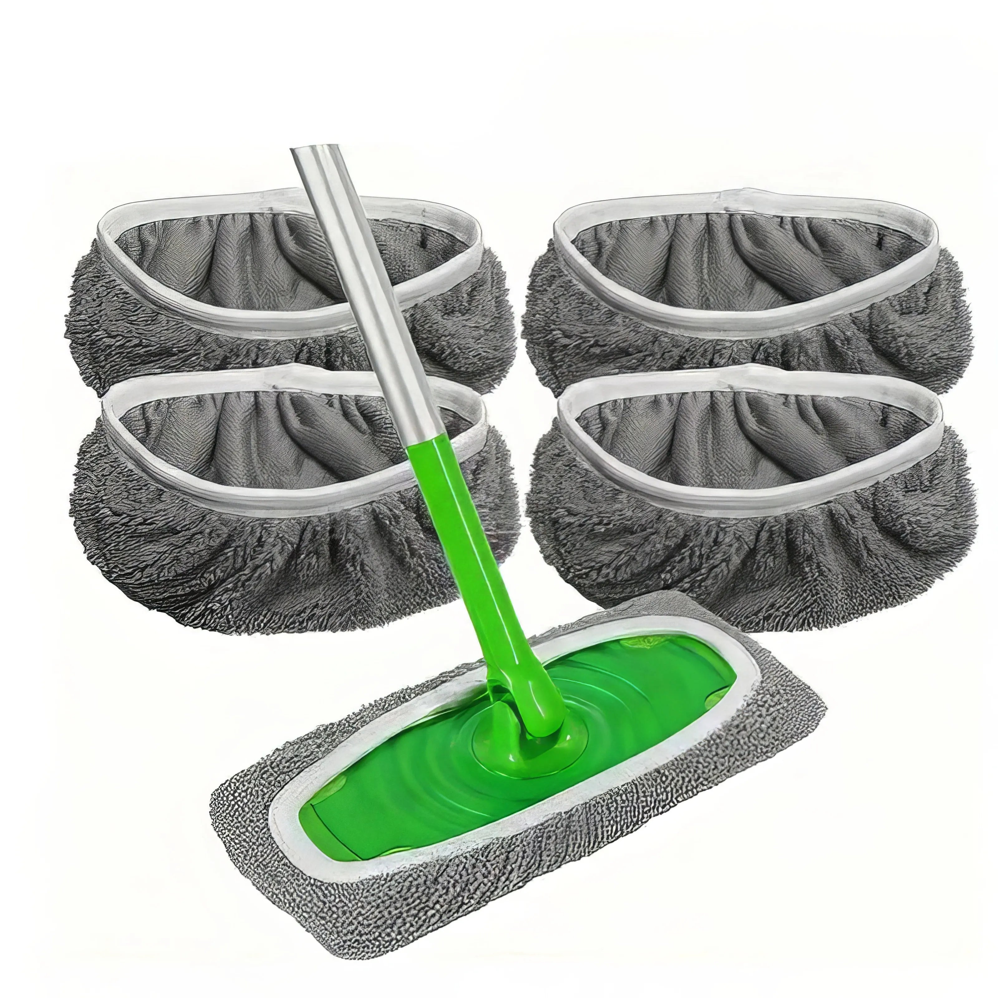 4 Green/white/gray Mop Cloths, Anti Mold and Easy To Clean, Highly Absorbent, Essential for Home Cleaning
