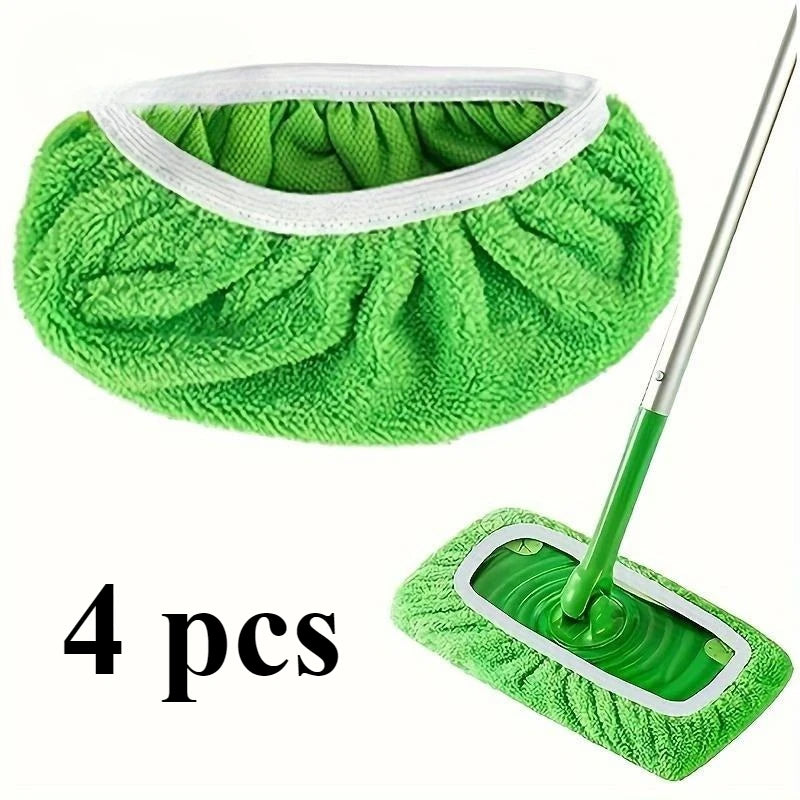 4 pieces of green, white, and gray mop cloths with strong water absorption, suitable for multiple scenarios