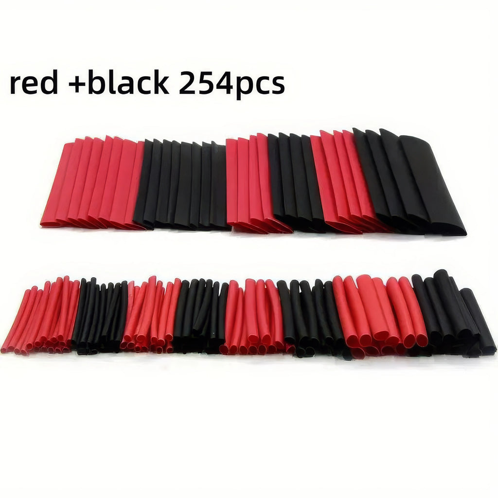 127/254 Pieces of Heat Shrink Tubing in Red and Black, Suitable for High-temperature Electrical Connections and Data Cables