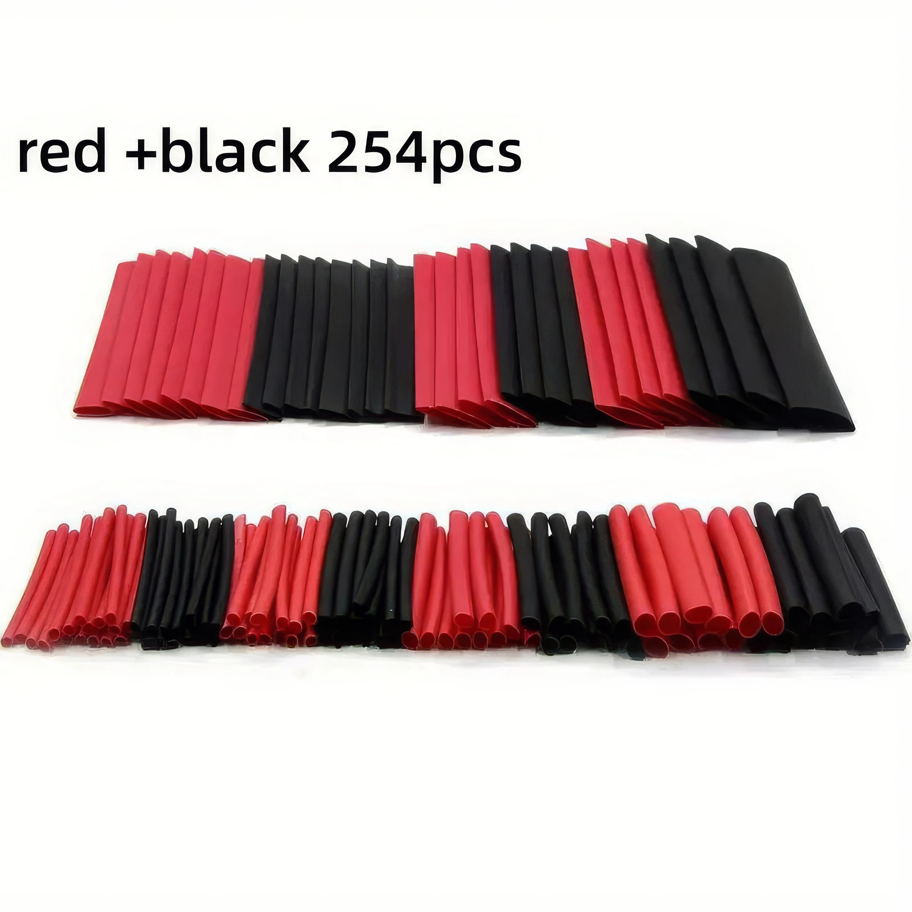 127/254 Pieces of Heat Shrink Tubing in Red and Black, Suitable for High-temperature Electrical Connections and Data Cables