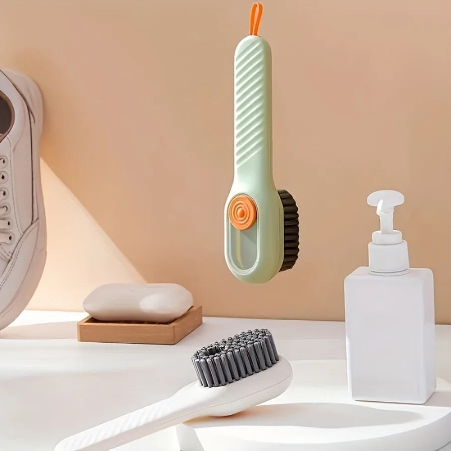 1 Piece Green Soft Bristled Shoe Brush with Ergonomic Handle, Suitable for Laundry, Footwear, and Home Cleaning