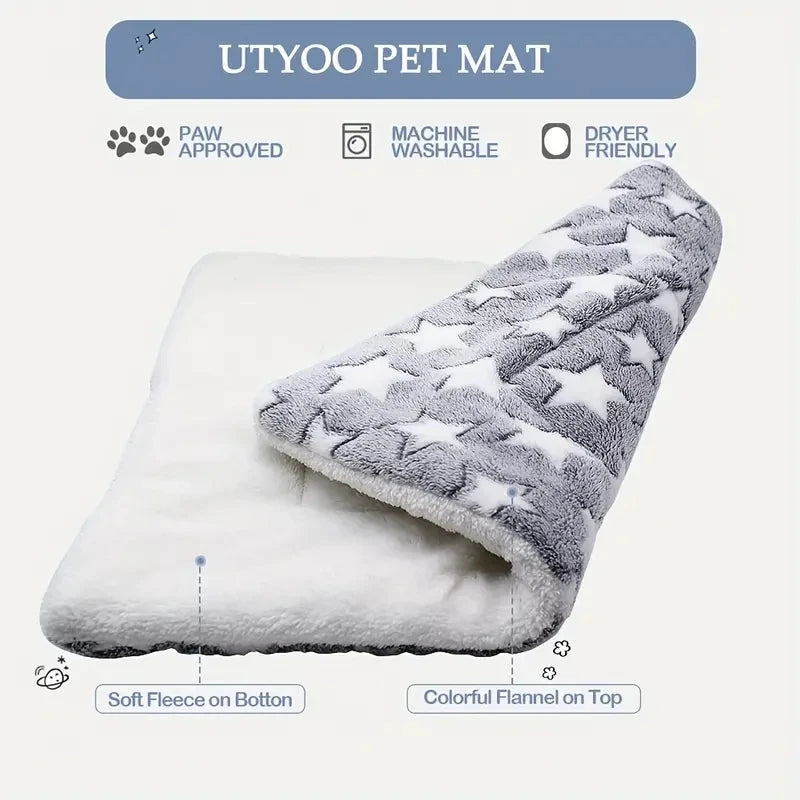 Dog Sleeping Mat Pet Bed Cat Bed Soft Hair Thickened Blanket Pad Fleece Home Washable Warm Bear Pattern Blanket Pet Supplies
