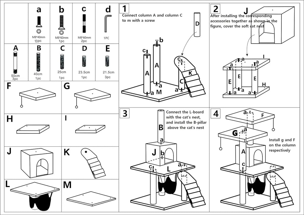 Cat Tree Tower，Cat Condo with Sisal Scratching Post,Activity Centre Cat Climbing Tree with Cat House Grey 120cm