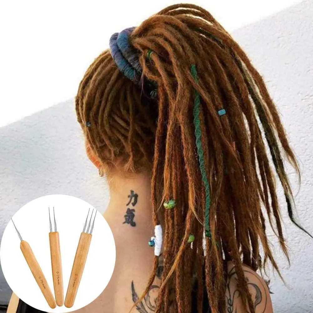 3pcs/Set 0.75mm Dreadlock Crochet Hook for Hair  Dreadlock Needle Tool for Braid Bamboo