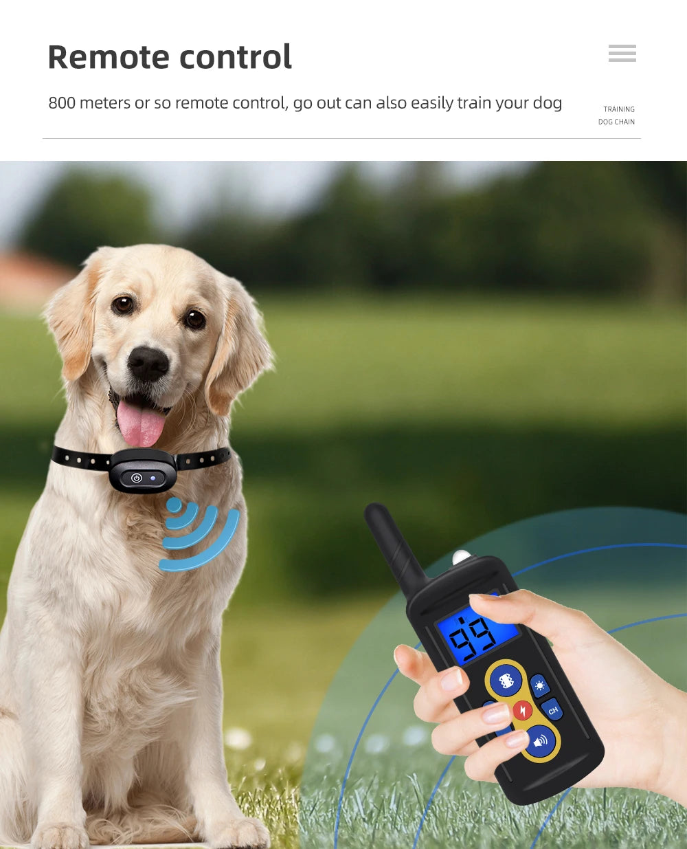 800m Dog Training Collar T-600 Waterproof Electric Pet Remote Control Rechargeable Bark Stop Receiver for All Sizes of Dogs