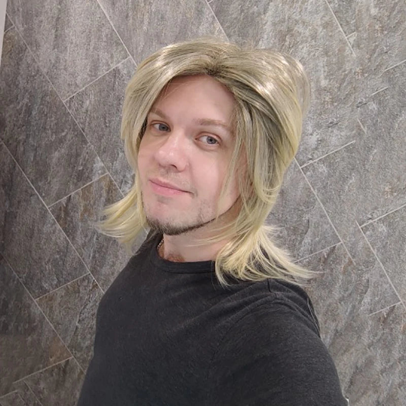HAIRJOY Male Synthetic Hair  Wig Medium Length Straight  Cosplay Wigs Heat Resistant Fiber